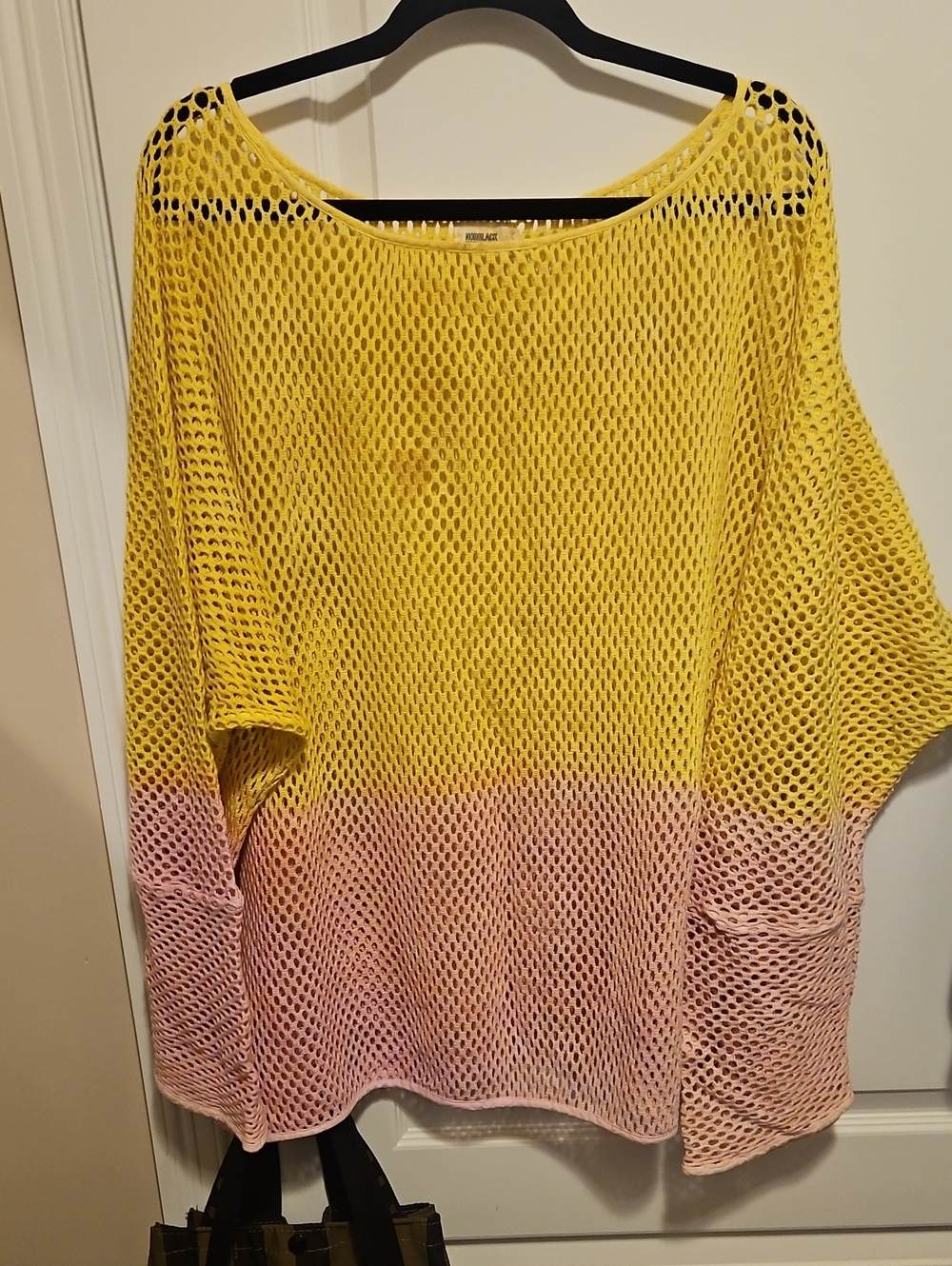 Yellow to Pink Ombre Mesh Sweater